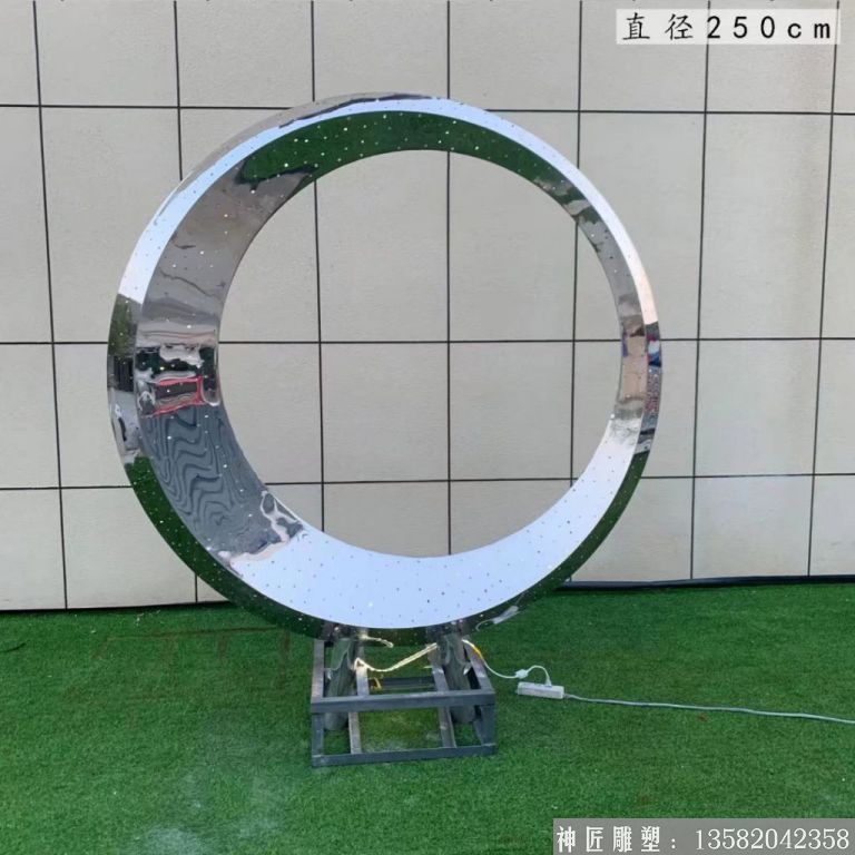 不銹鋼半圓月亮雕塑 景觀(guān)燈光月亮雕塑6