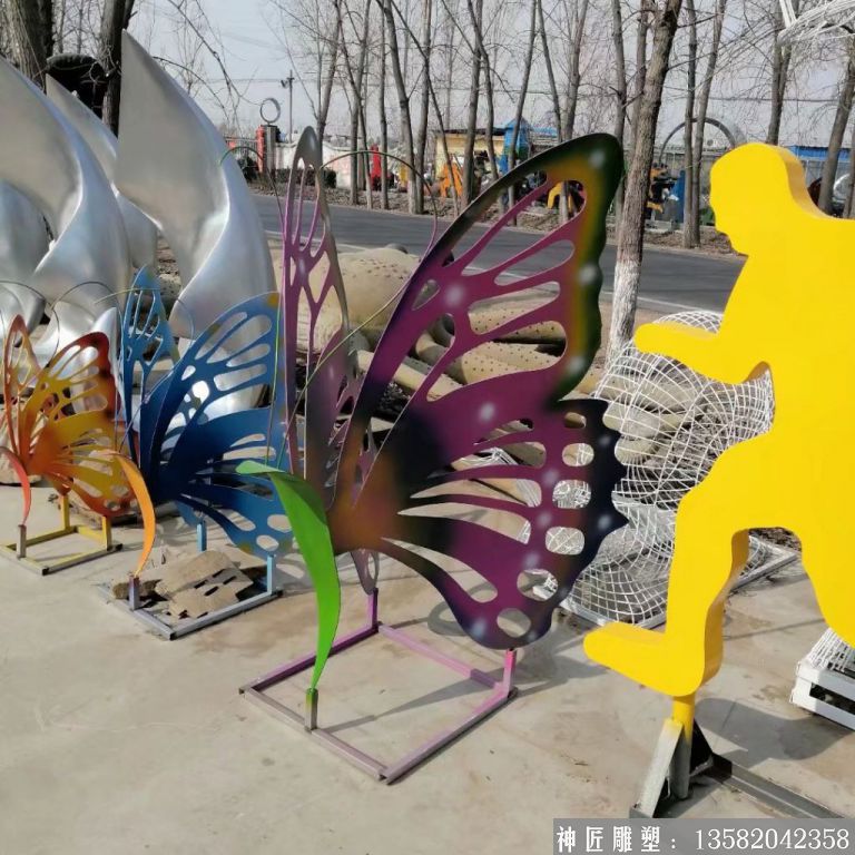 不銹鋼鏤空蝴蝶雕塑3